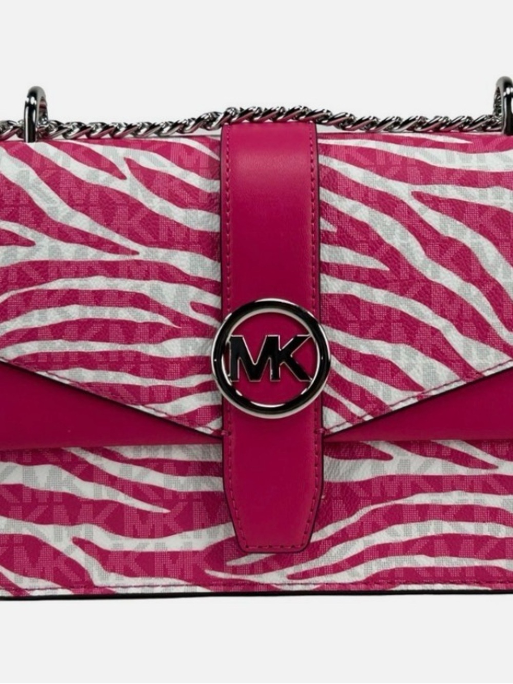 Michael Kors Greenwich Grapefruit White Zebra Small Flap Shoulder Crossbody Bag
